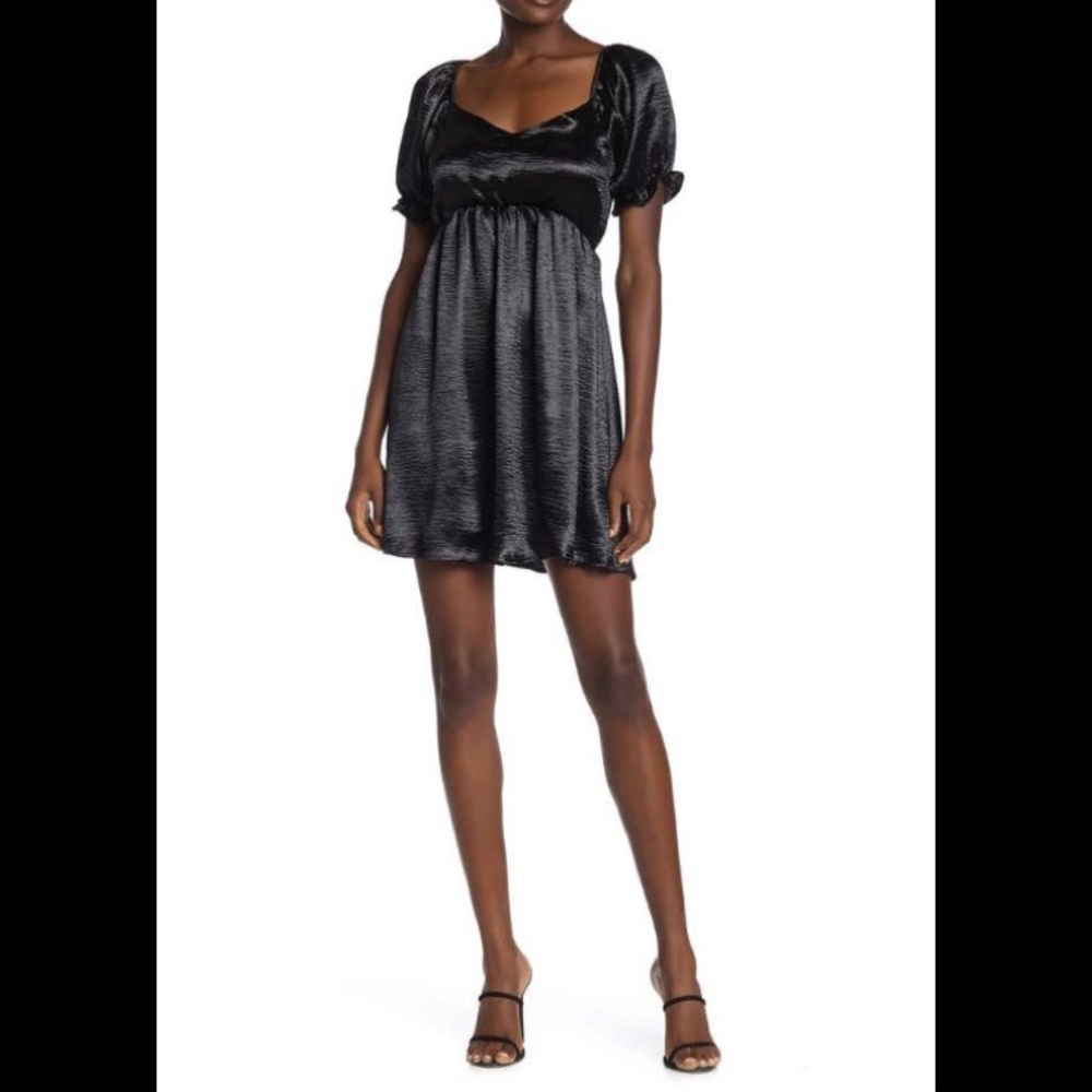 LUNA CHIX fashion chic short ruffle sleeve women dress grey/size S